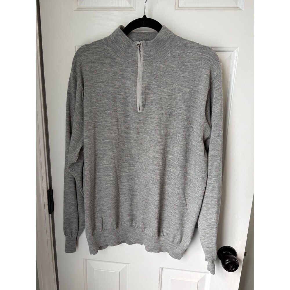 Peter Millar Excursionist Flex Quarter Zip Wool Blend Sweater Gray Golf Size 2X